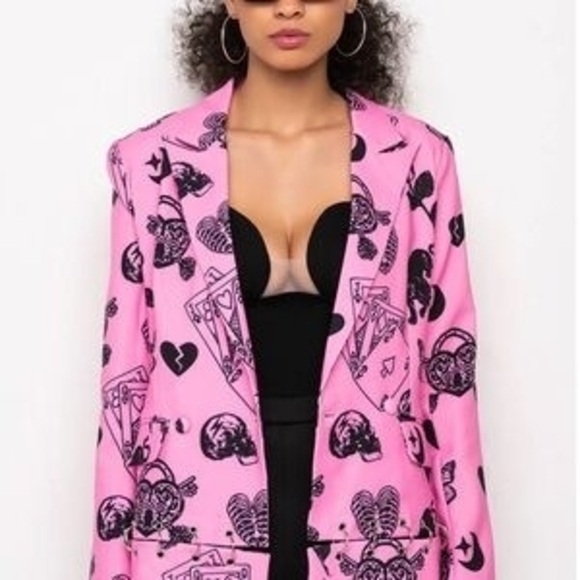 Azalea Wang Jackets & Blazers - Vibrant Pink Graphic Women's Blazer